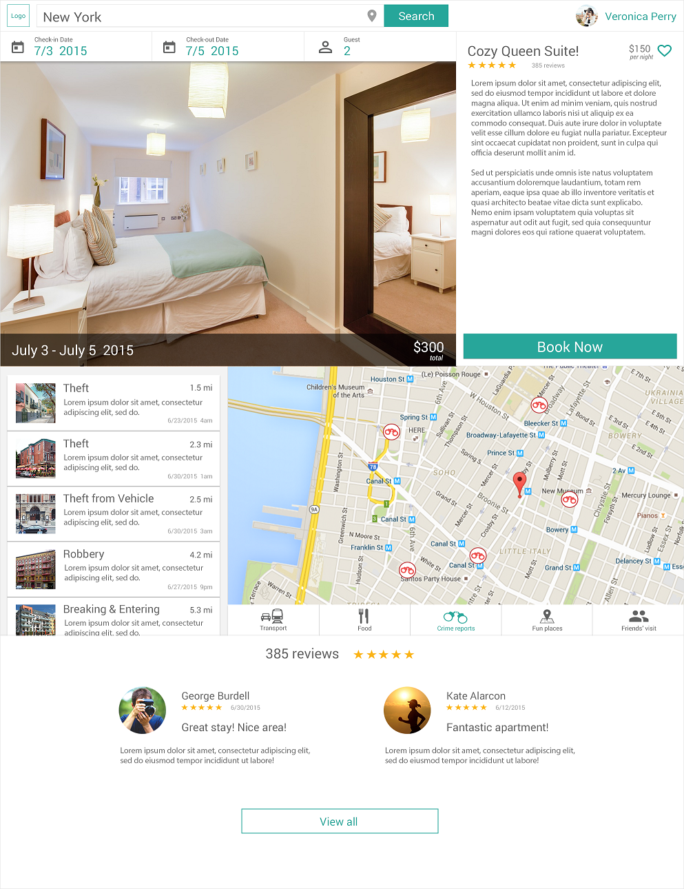 Hi-Fi mockup: Web design - specific apartment candidate