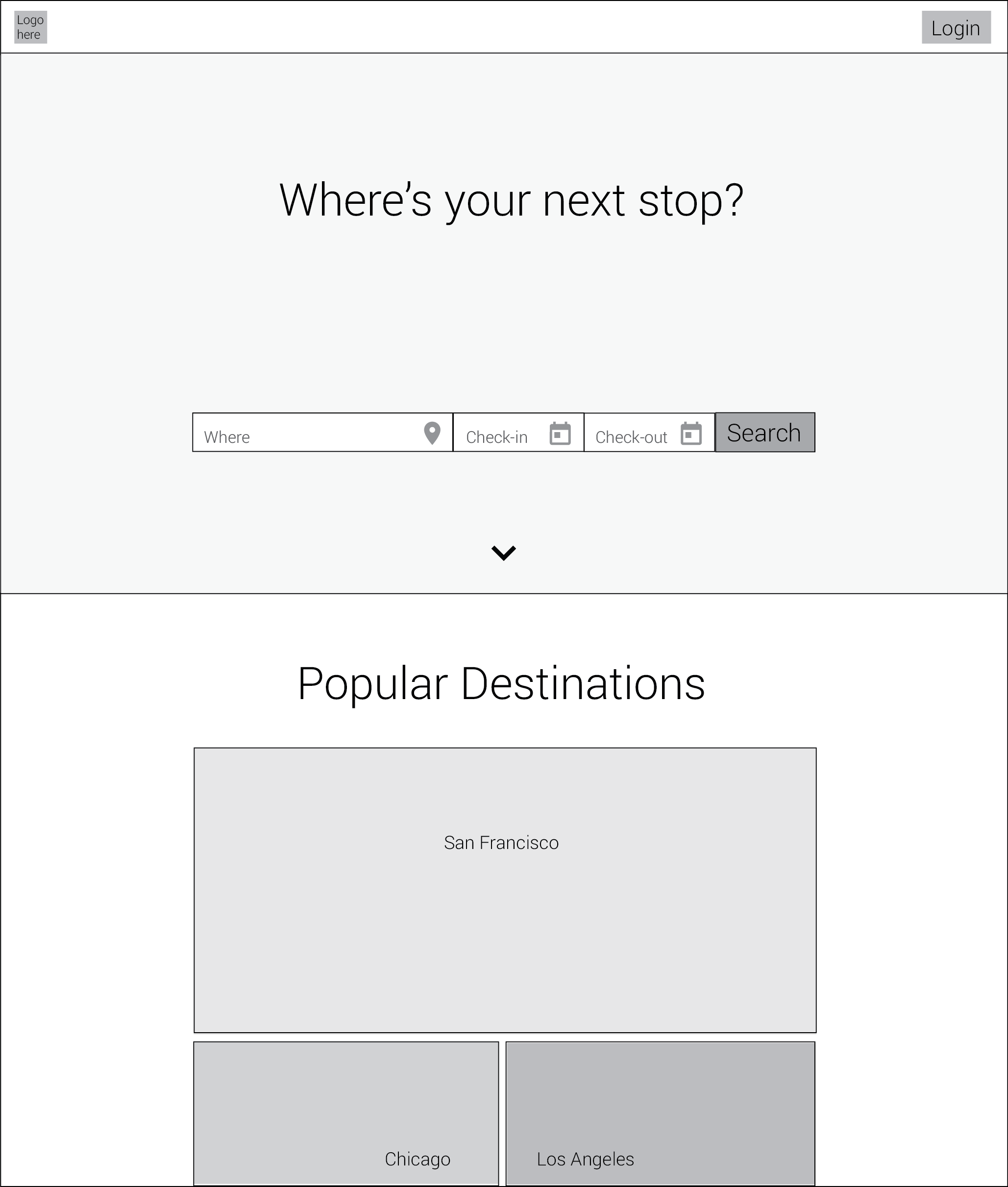 Wireframe, Home screen - User can filter Location and Date at once
											 to get to the Candidate List screen